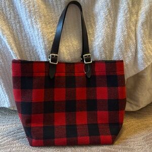 Wool buffalo plaid tote
